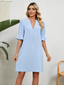 Elise - Loose V-Neck Pleated Solid Dress