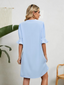 Elise - Loose V-Neck Pleated Solid Dress