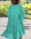 Skylar - Chic V-Neck 3/4 Flared Sleeves Ruffle Hem Dress