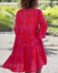 Skylar - Chic V-Neck 3/4 Flared Sleeves Ruffle Hem Dress