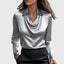 Kelly | Blouse with luxurious shine and pleated neck