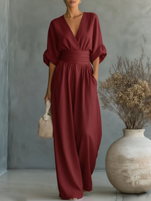 Amy | Elegant V-Neck High-Waisted Jumpsuit