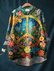 Sylvie | Women’s Artistic Flower Meadow Print Casual Shirt