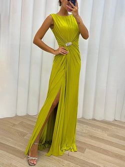 Davina | Pleated Maxi Evening Dress