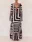 Bohemian Style Unique Printed V Tie Ring Maxi Dress