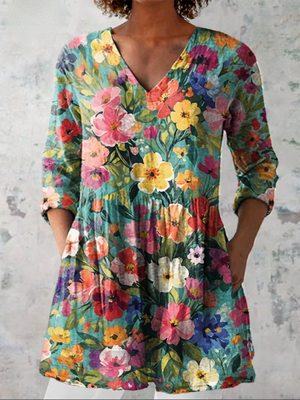 Ines | Long V-Neck Blouse