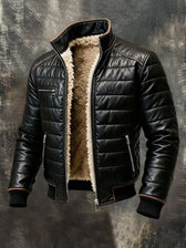 Wesley | Black Quilted Jacket With Sherpa Lining