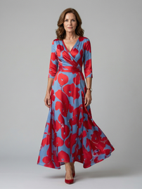 Celine | Cross Wrap Neck Midi Dress