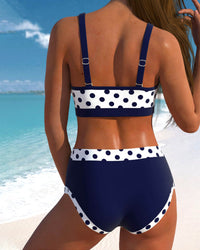 Lisbet | High-Waisted Patchwork Bikini with Polka Dots