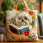 Artisan Bag - Shih Tzu with Books and Flowers