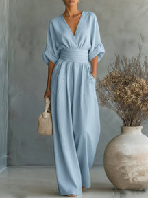 Amy | Elegant V-Neck High-Waisted Jumpsuit