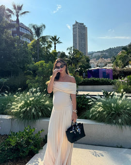 Kamara | Maternity Off Shoulder Pleated Maxi Dress