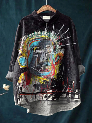 Kylie | Vintage Abstract Figure Painting Art Print Casual  Shirt