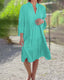 Skylar - Chic V-Neck 3/4 Flared Sleeves Ruffle Hem Dress