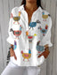 Helen | Playful Chicken Print Blouse
