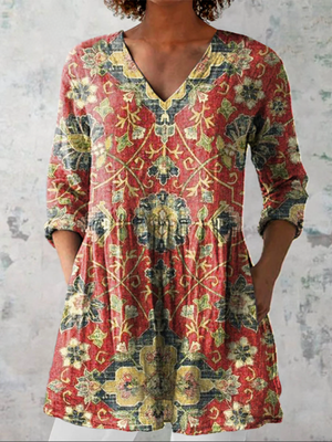 Dahlia | Long V-Neck Blouse
