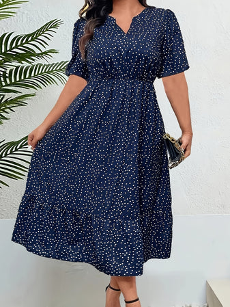 Betty | Dot Print Elegant Short Sleeve Dress