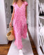 Veronique | Long V-neck dress in short sleeves