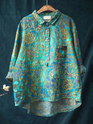 Roslyn | Women's Retro  Art Print Casual  Shirt