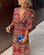 Celestine | Elegant Dress with Vintage Print and Long Sleeves