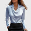 Kelly | Blouse with luxurious shine and pleated neck