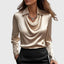 Kelly | Blouse with luxurious shine and pleated neck