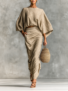 Lana | Two-piece set with long skirt and batwing sleeves