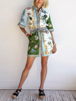 Unique Deep Sea Floral Print Mini Dress