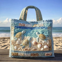 Artisan Quilted Tote - Marine Turtles