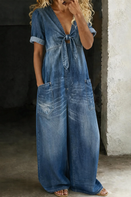 Haley | V Neck Short Sleeve Jumpsuit
