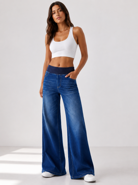 Priscilla | Elastic Waist Wide Leg Jeans