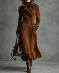 Nathalie | Suede Leather Trench Coat