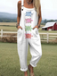 Clovis - Women's Holiday Style Watercolor Turtle Pattern Print Casual Wide Leg Jumpsuit