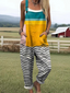 Abilene - Women's jumpsuit with abstract geometric art print and wide legs