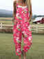 Evalyn - Women's Retro Geometric Elegant Rose Print Casual Cotton Wide Leg Jumpsuit