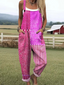 Clementine - Women's Vintage Artistic Polka Dot Stripes Print Casual Wide Leg Jumpsuit