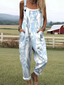 Marry - Women's stripe leaf print jumpsuit