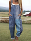 Clementine - Women's Vintage Artistic Polka Dot Stripes Print Casual Wide Leg Jumpsuit