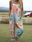 Raylee - Women's jumpsuit with vintage floral print and patchwork