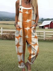 Belle - Women's abstract geometric art print jumpsuit with wide legs