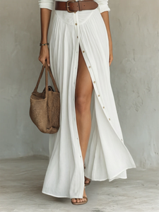 Larisa | Long Maxi Dress With Notched Collar and Long Sleeves