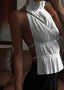 Lauren | Backless Pleated Top