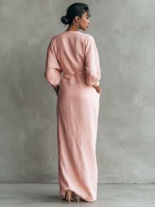 Tillie | Pink Minimalist Maxi Dress with V-Neck