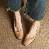 Elviera Square Leather Pumps
