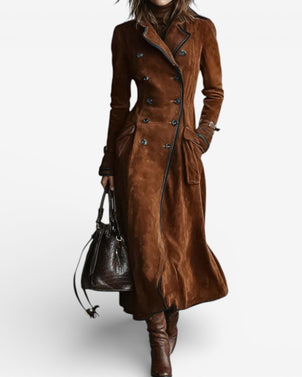 Nathalie | Suede Leather Trench Coat
