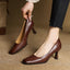 Elviera Square Leather Pumps