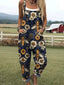 Beth - Women's artistic bee and floral print jumpsuit