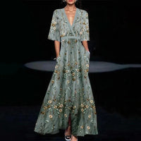 Ruby | Belted V-Neck Floral Maxi Dress