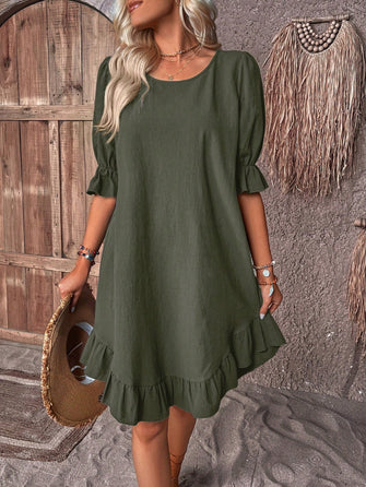 Isolde - Retro Charm Half Sleeve Midi Dress