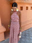 Mickay | Elegant ruffled midi dress with bare shoulders